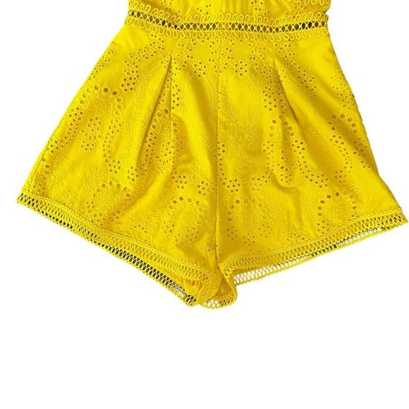 NBD Dreslin Yellow Eyelet Romper Halter Cutout NWT XS - Picture 5 of 8